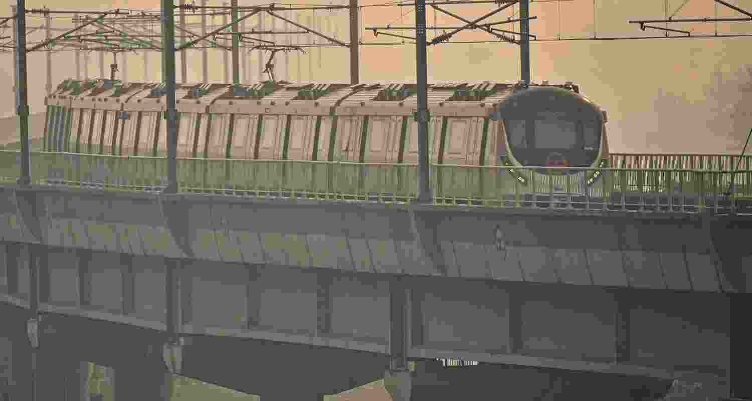 A metro train in New Delhi. 