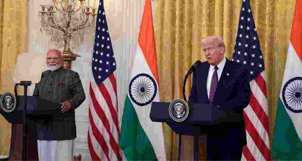 U.S. President Donald Trump and Indian Prime Minister Narendra Modi hold a joint press conference.