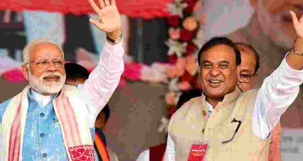 BJP chief whip and Prime Minister Narendra Modi with Assam Chief Minister Himanta Biswa Sarma.