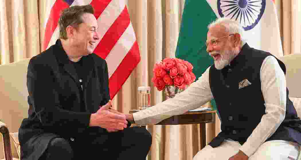 Prime Minister Narendra Modi meets Tesla CEO Elon Musk at Blair House in Washington DC in February 2025.