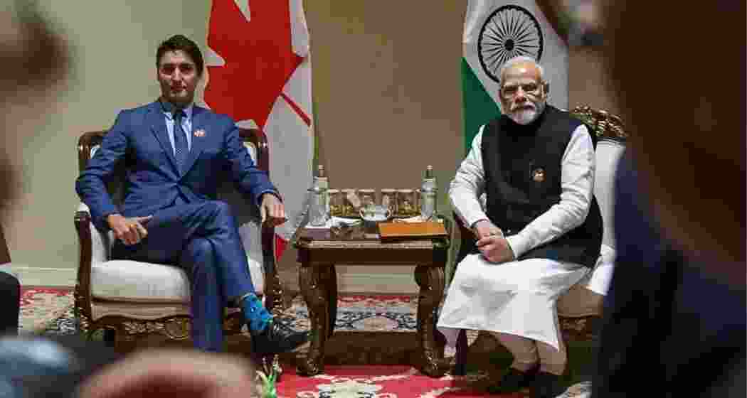 Canadian PM Justin Trudeau (L) and PM Modi (R). File photo.