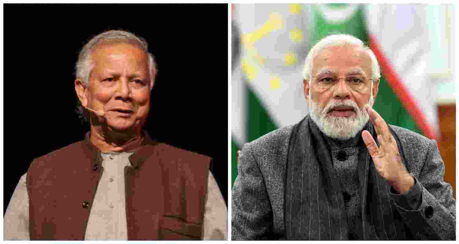 Bangladesh Chief Adviser, Muhammad Yunus and Prime Minister Narendra Modi. File photo.