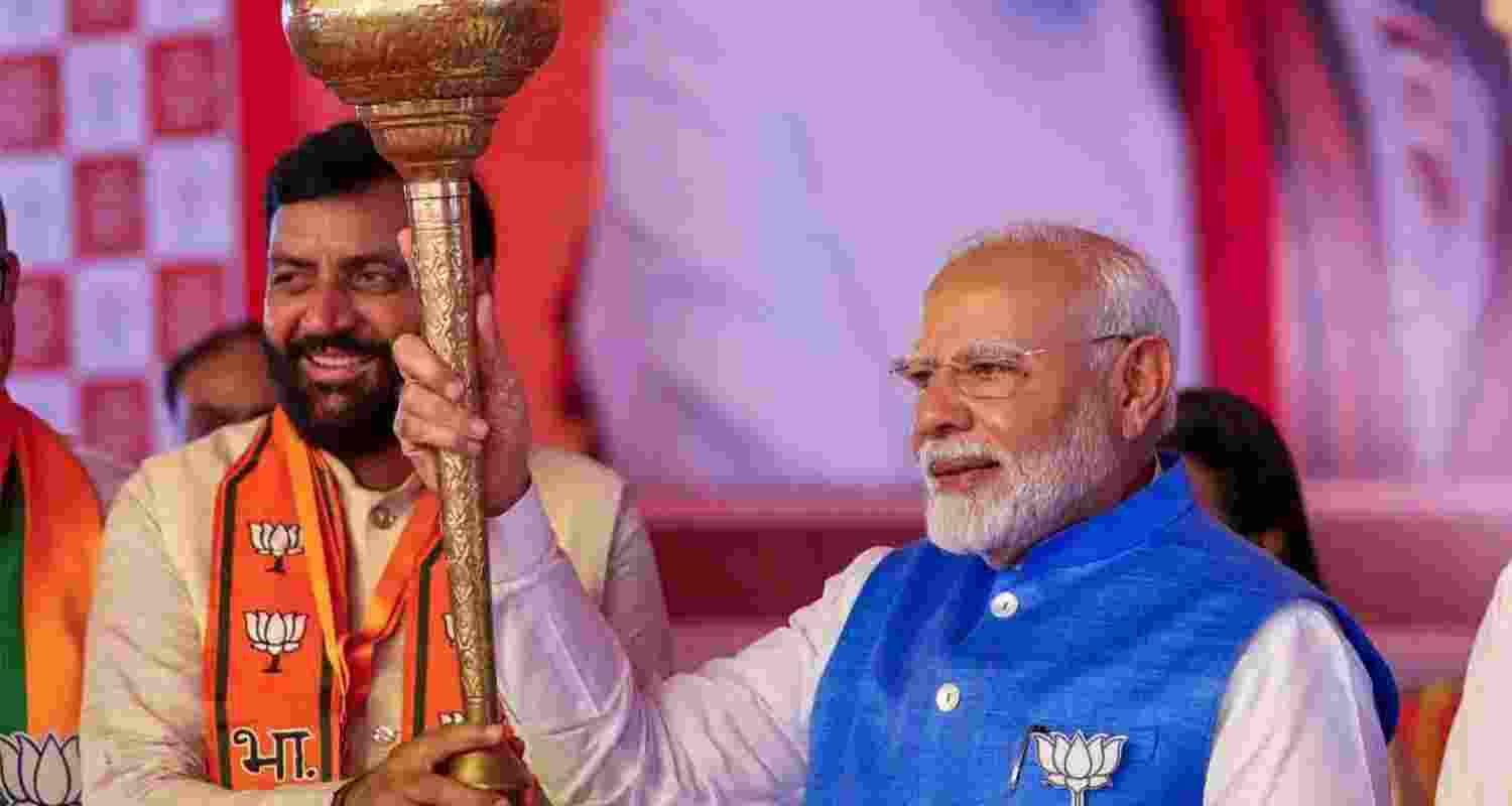 PM Modi with Haryana CM Nayab Singh Saini.