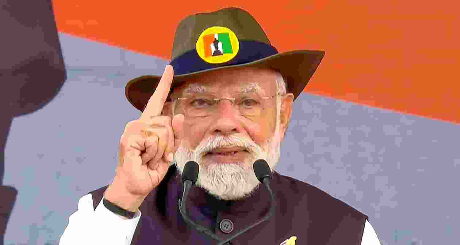 PM Narendra Modi during the 'Rashtriya Ekta Diwas' programme organised to mark Sardar Vallabhbhai Patel's 150th birth anniversary.