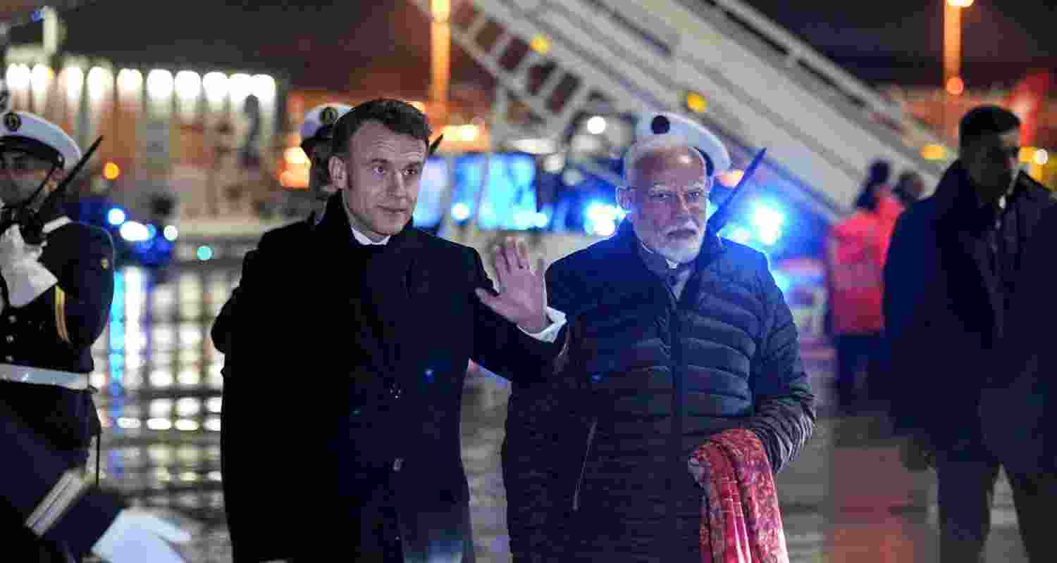 PM Modi and French PM Macron arrive in Marseilles, Wednesday.