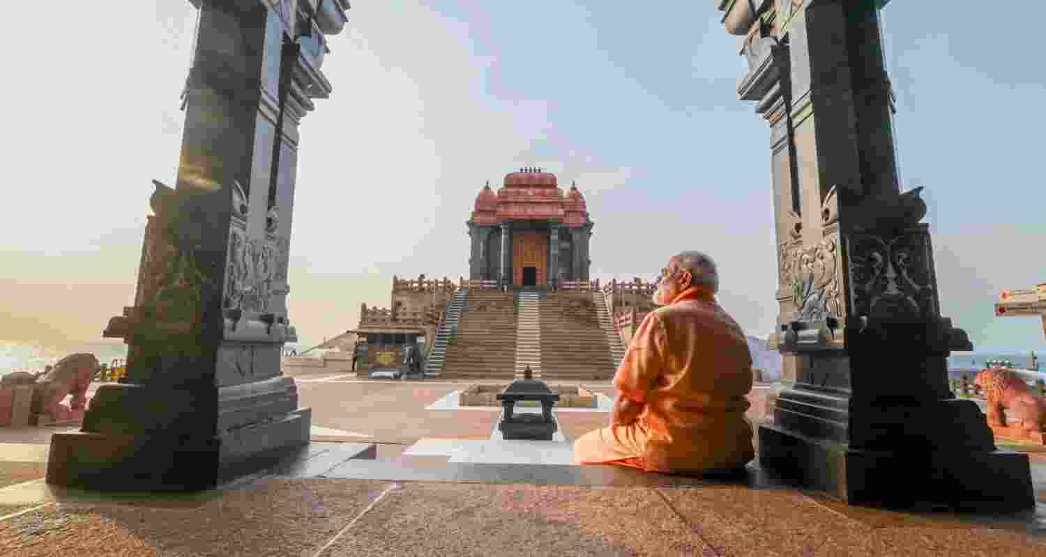 PM Modi at the Vivekananda Memorial in Kanyakumari.