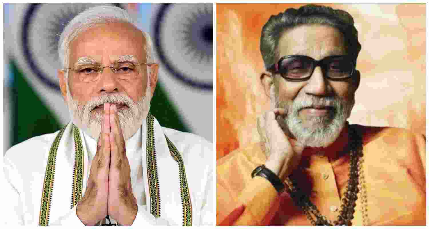 PM Narendra Modi (L), Bal Thackeray (R).