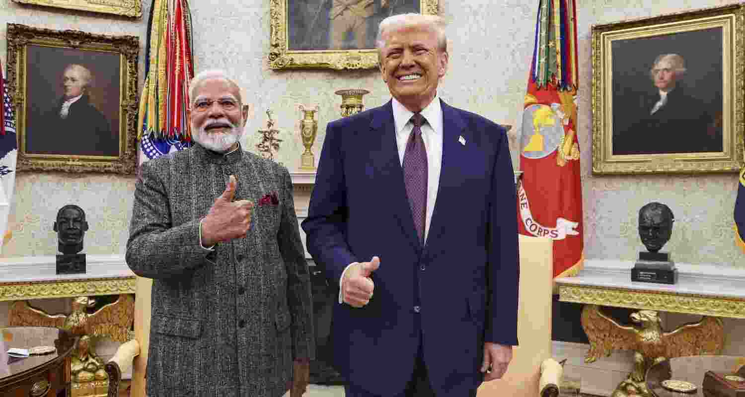 Prime Minister Narendra Modi with US President Donald Trump during a meeting at the White House, in Washington.