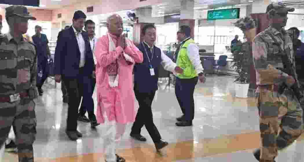 RSS chief Mohan Bhagwat arrives in Imphal for a three-day visit to review organisational work and meet community leaders in a state still recovering from the 2023 ethnic unrest.