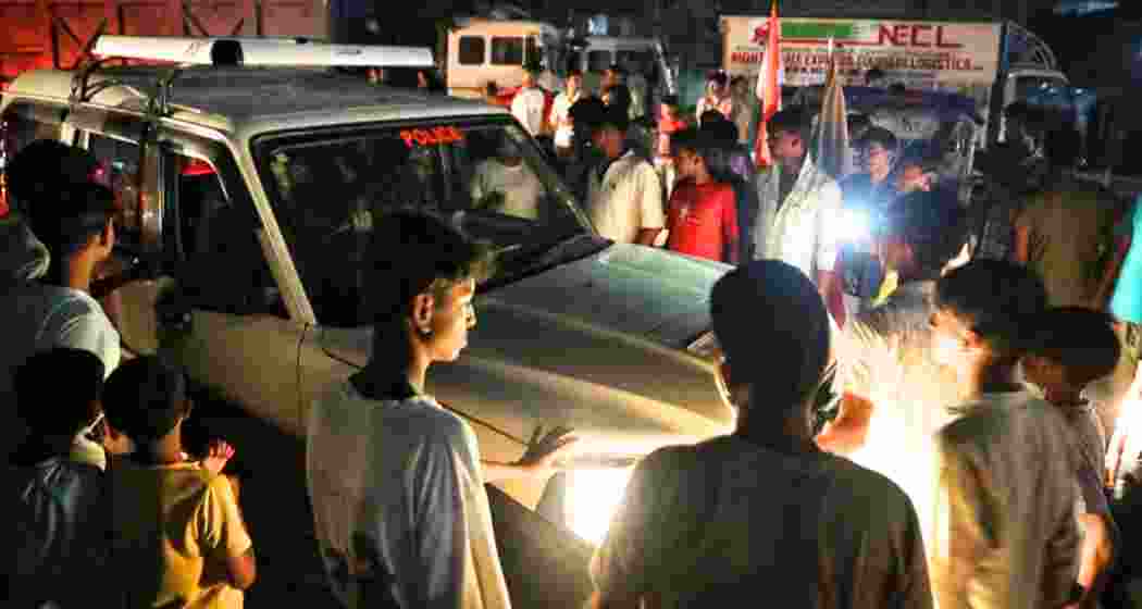Protesters block roads in the Mothabari Assembly area of Malda district in West Bengal ahead of the Assembly elections.