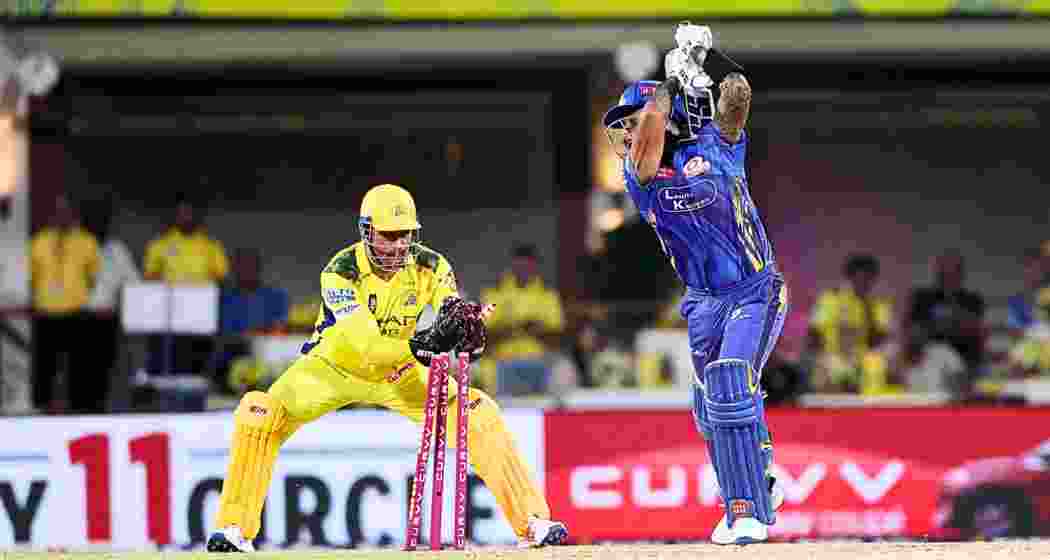 MS Dhoni showcased his lightning-fast reflexes behind the stumps, executing a swift stumping to dismiss Mumbai Indians' stand-in captain Suryakumar Yadav. The veteran wicketkeeper dislodged the bails in a flash before Suryakumar could complete his bat swing.