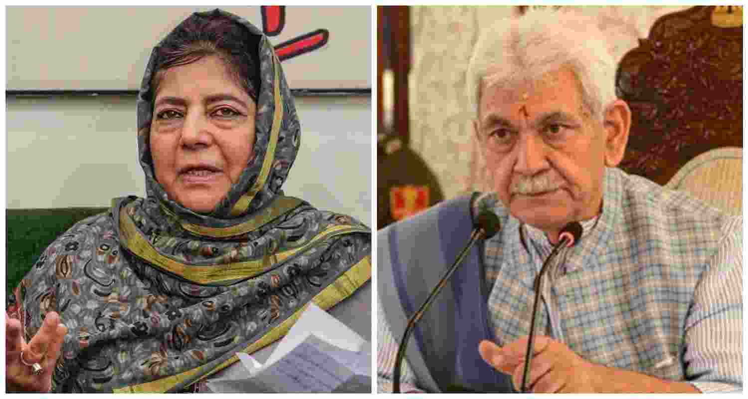 PDP chief Mehbooba Mufti (L), Jammu and Kashmir LG Manoj Sinha (R).