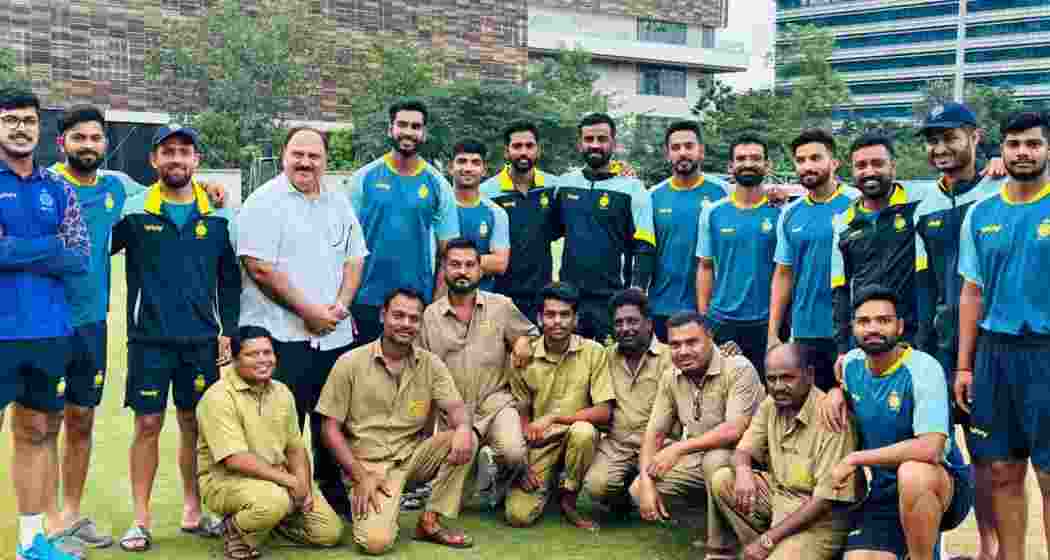 Curators of Mumbai’s iconic maidans, including Shivaji Park, Azad Maidan, and Oval Maidan, pose together, celebrating their tireless work in shaping pitches and nurturing the city’s cricketing talent.