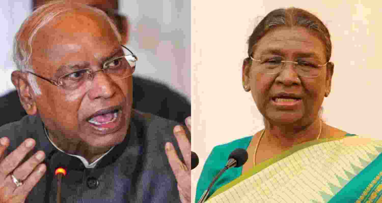 A file photo of Mallikarjun Kharge and President Droupadi Murmu.
