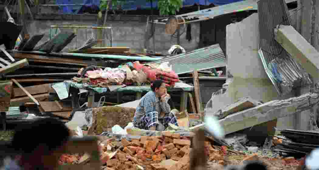 A scene from the aftermath of the earthquake in Myanmar on Friday. 