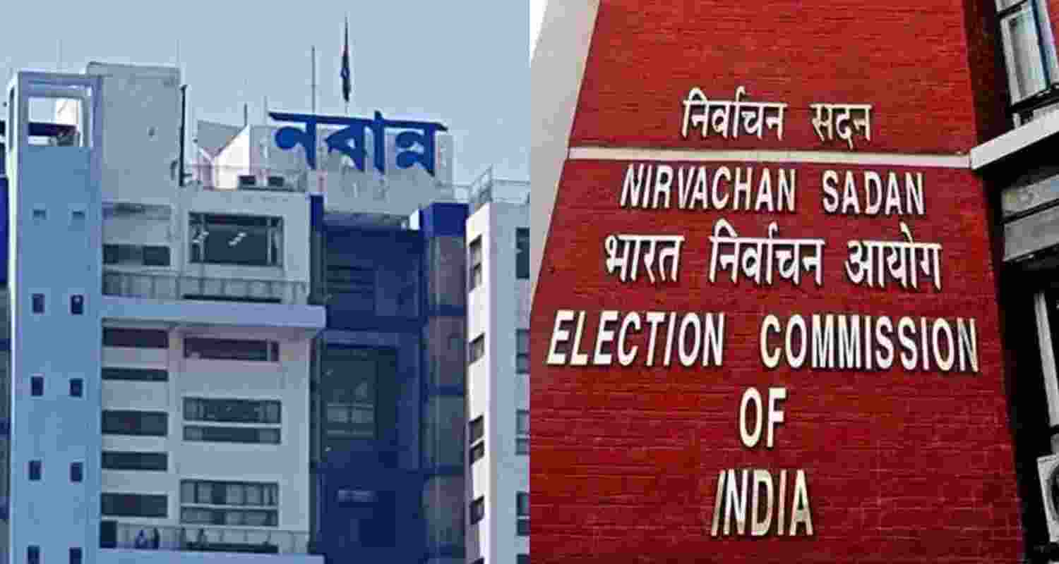 West Bengal State Secretariat, also known as Nabanna (left) and Election Commission of India.