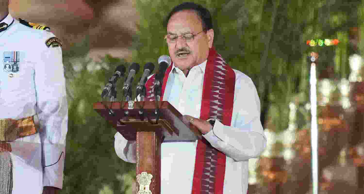 BJP leader JP Nadda takes oath as minister during the swearing-in ceremony of new Union government, at Rashtrapati Bhavan in New Delhi, Sunday, June 9, 2024. 