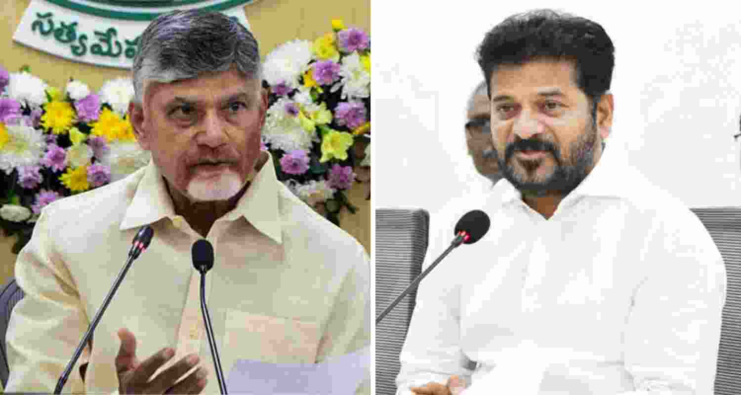 Andhra Pradesh CM N Chandrababu Naidu (left) and Telangana Chief Minister A Revanth Reddy.