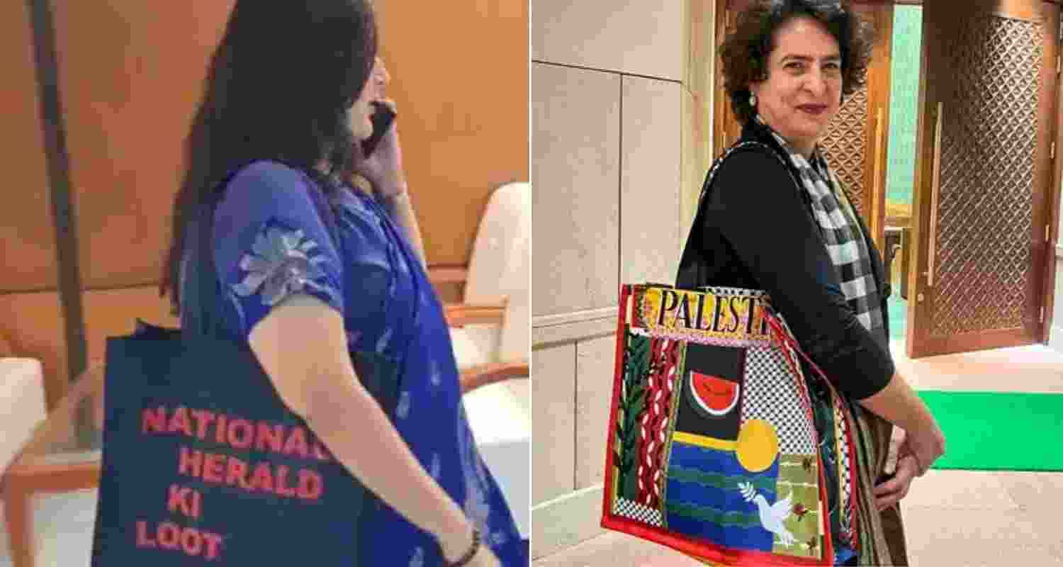 Bansuri Swaraj carries ‘Herald loot’ bag to JPC meet on ONOE