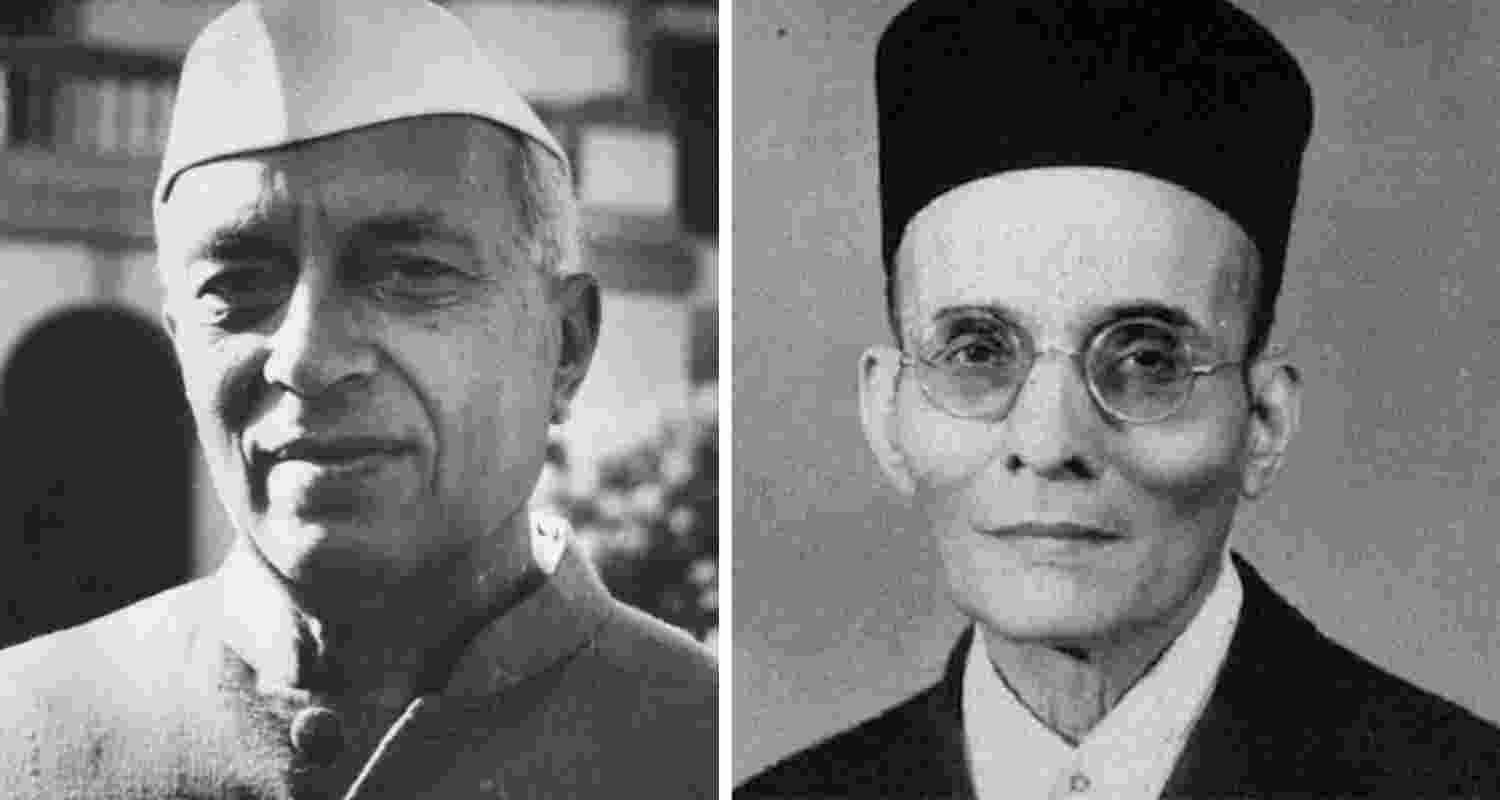 Pandit Jawaharlal Nehru and Vinayak Damodar Savarkar. Image: X