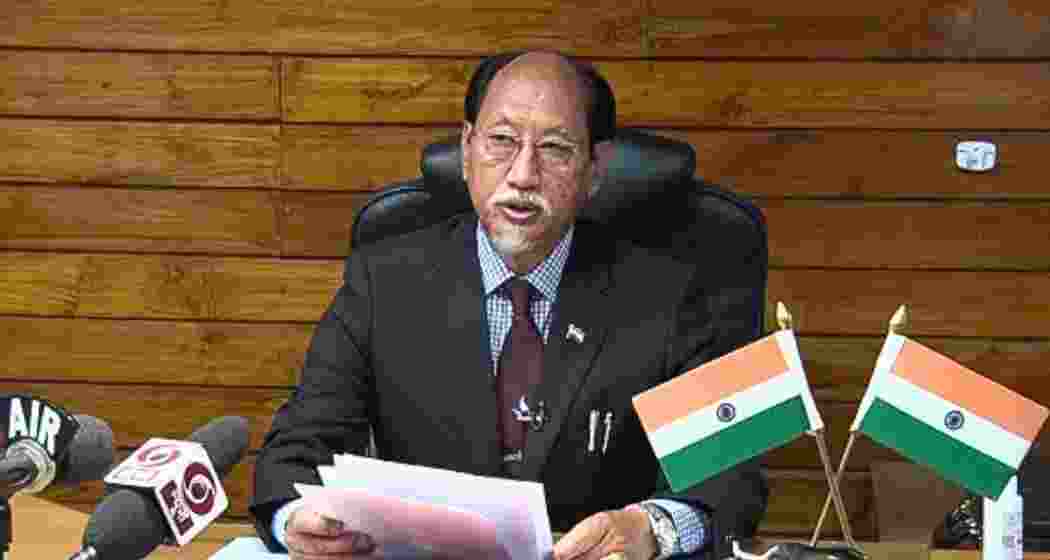 Nagaland Chief Minister Neiphiu Rio addresses the media in Kohima, Nagaland. (Image: PTI) 