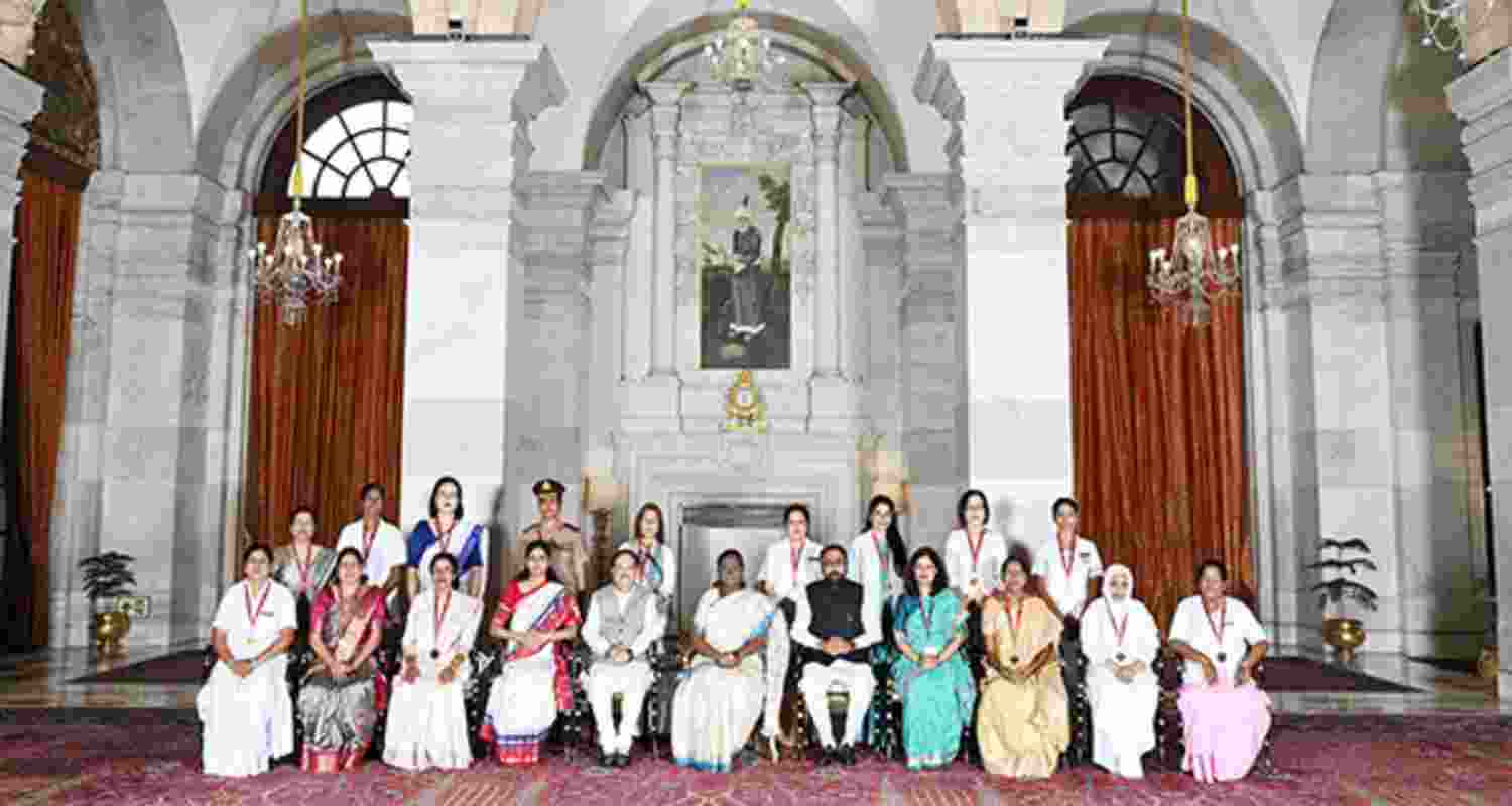 President Droupadi Murmu confers the National Florence Nightingale Awards 2025 at Rashtrapati Bhavan.