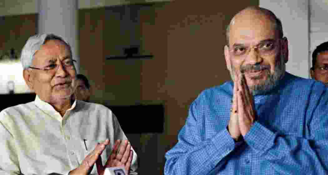 Bihar Chief Minister Nitish Kumar with Union Home Minister Amit Shah in Patna, Bihar.