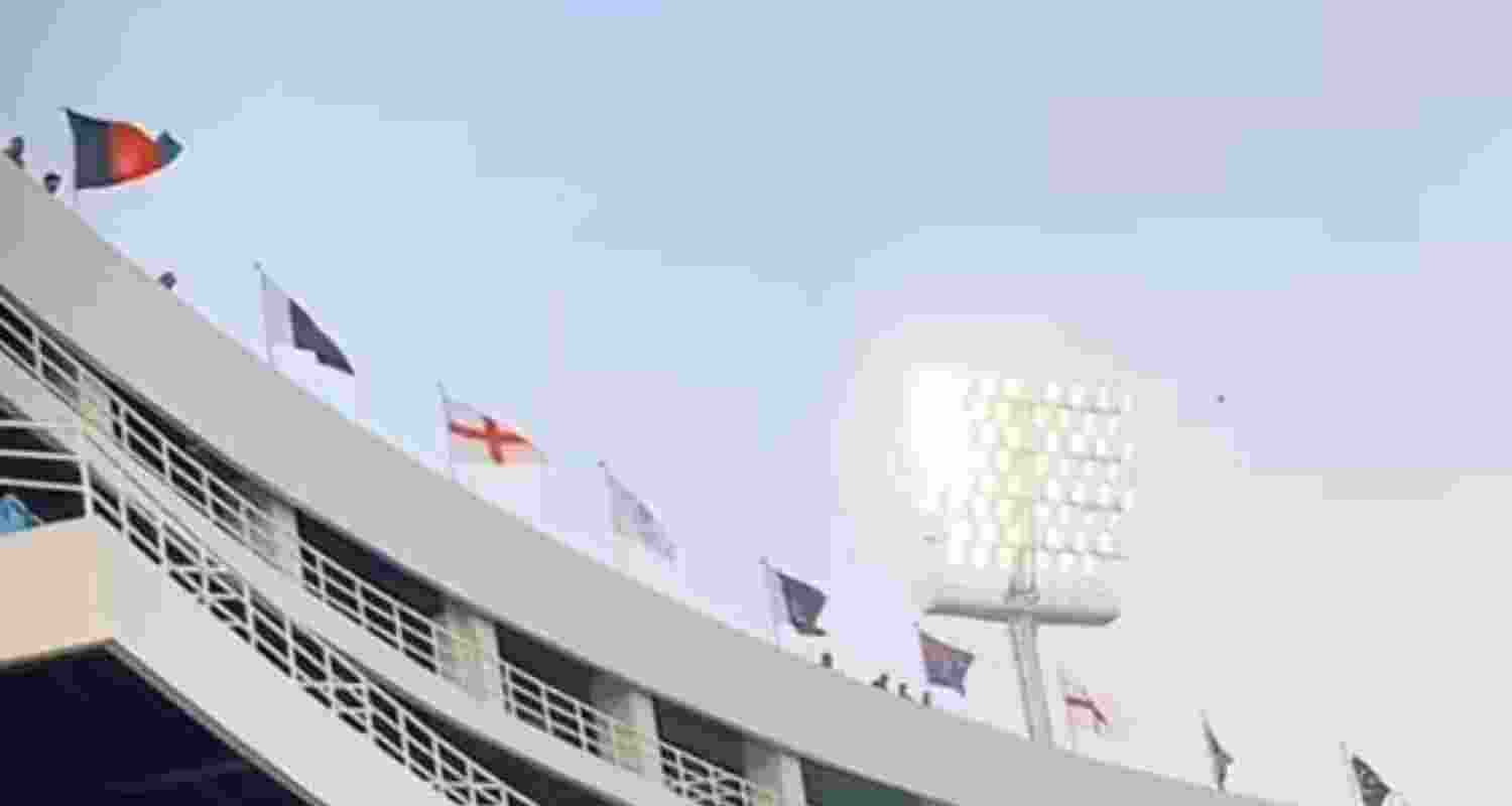 Screengrab showing no Indian flag at the Karachi stadium.