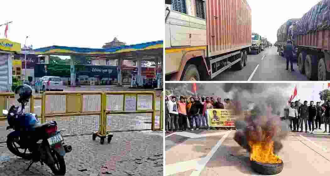 A closed petrol pump, halted goods lorries, and student union activists burning tyres on the streets during Thursday’s state-wide bandh in Odisha over a student’s suicide.