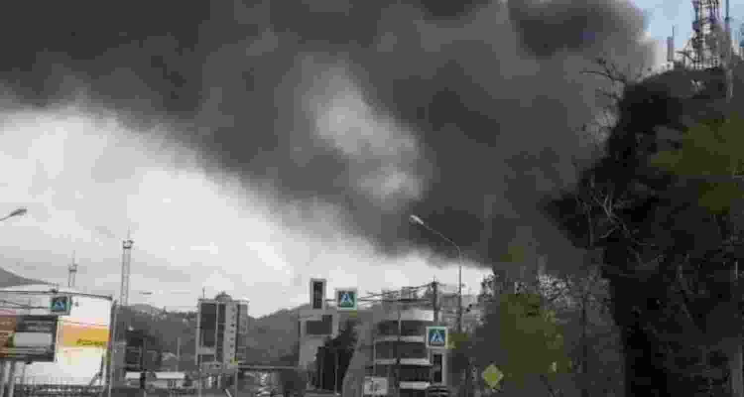 Russia's Tuapse oil facility up in flames after it was attacked for the third time in two weeks.