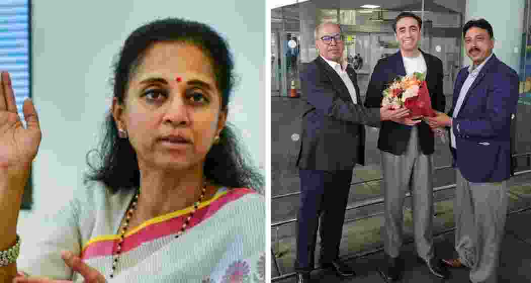 MP Supriya Sule (left) and Bilawal Bhutto Zardari, seen meeting supporters after arriving in the United States, leading Pakistan's diplomatic outreach missions countering India.