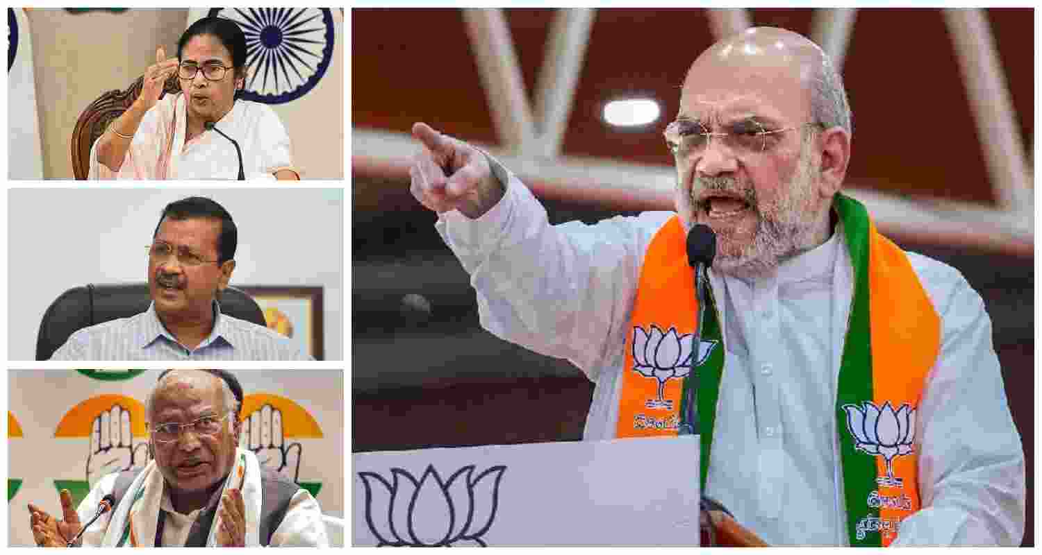 Opposition leaders Mamata, Kejriwal, and Kharge denounce Amit Shah's remarks on Ambedkar, demanding accountability from the Home Minister.