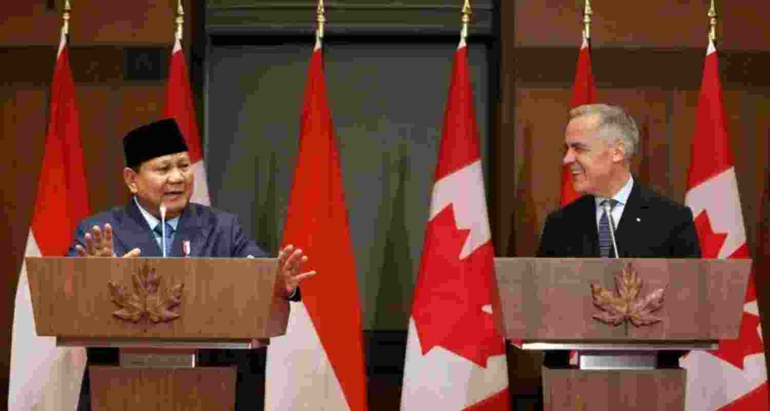 Indonesian President Prabowo Subianto (L) called the agreement a 'historic moment' during an official visit to Ottawa.