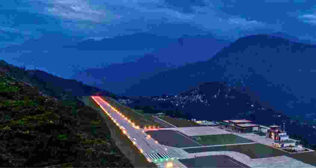 An aerial view of the Pakyong Airport in Sikkim.