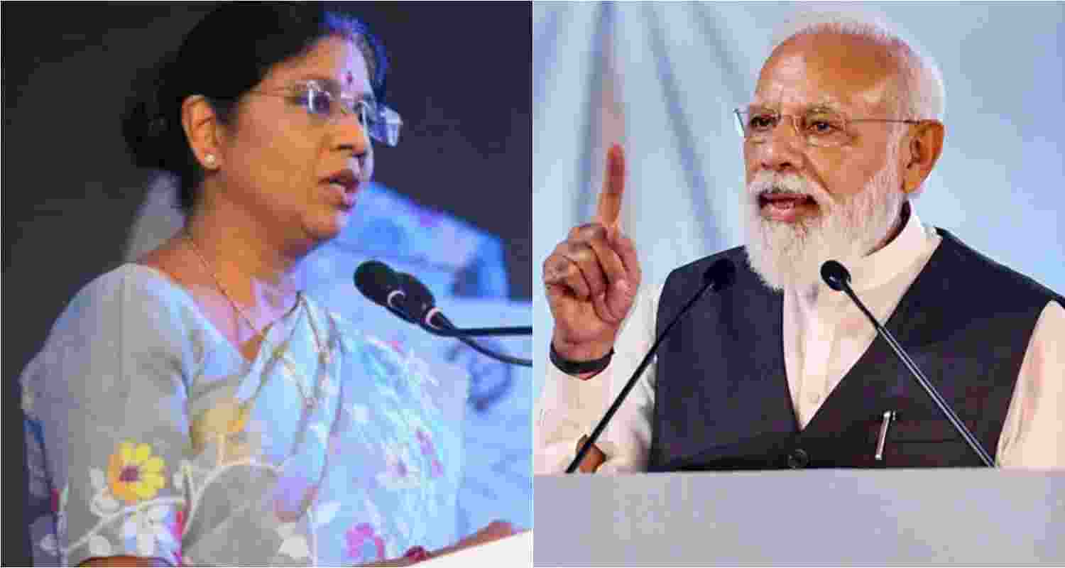 Senior TMC leader Shashi Panja (Left). Prime Minister Narendra Modi (Right).