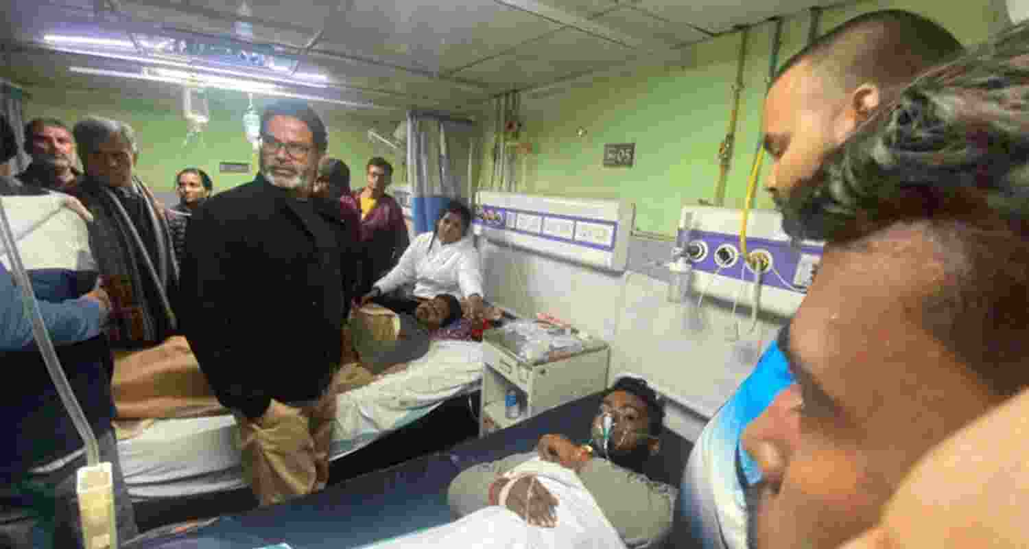 Prashant Kishor with the protesting students in Patna.