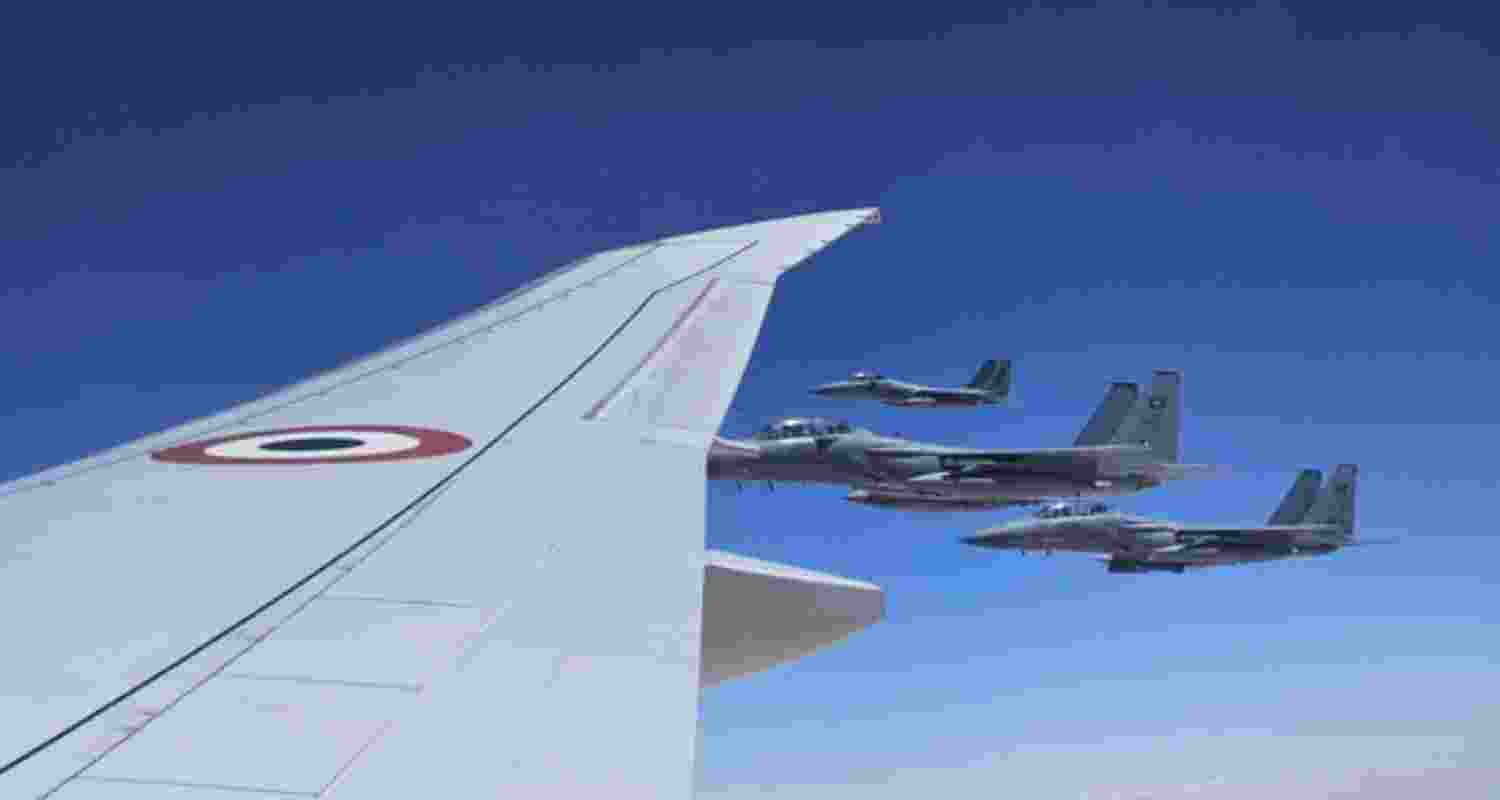 Prime Minister Narendra Modi's aircraft was escorted by F-15s of the Royal Saudi Air Force in the Saudi airspace.