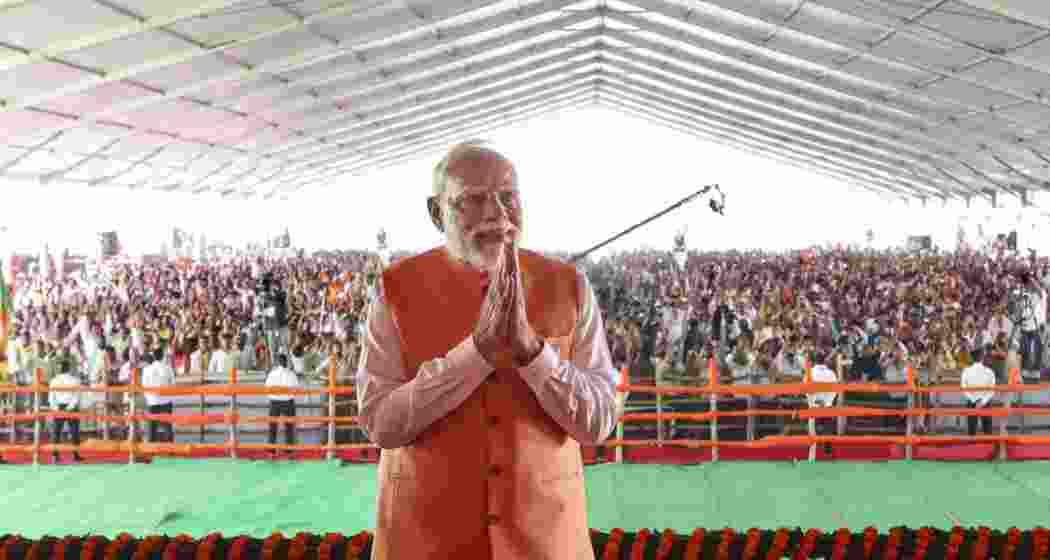 Prime Minister Narendra Modi, during a public meeting, amid the ongoing Bihar Assembly elections, in Aurangabad. on November 7. Prime Minister Narendra Modi, during a public meeting, amid the ongoing Bihar Assembly elections, in Aurangabad. on November 7.