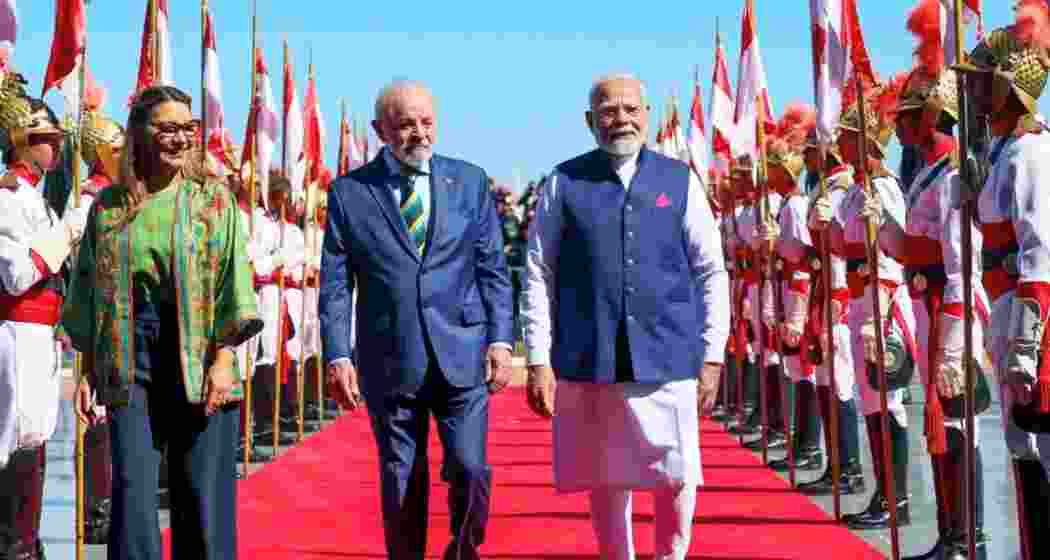 Prime Minister Narendra Modi with Brazilian President Luiz Inácio Lula da Silva. Prime Minister Narendra Modi with Brazilian President Luiz Inácio Lula da Silva.