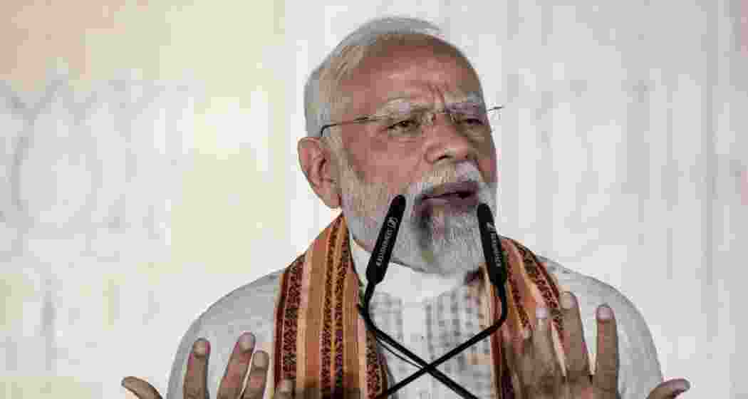 Prime Minister Narendra Modi addresses BJP workers during an event celebrating the party's performance in Assembly election results across four states and one union territory, at the party headquarters in New Delhi, on Monday.