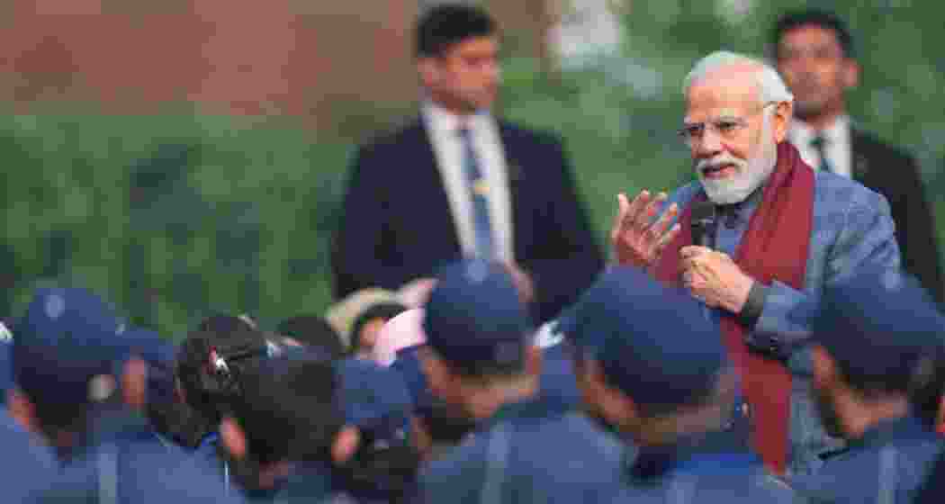 Prime Minister Narendra Modi interacts with students from Jammu and Kashmir.