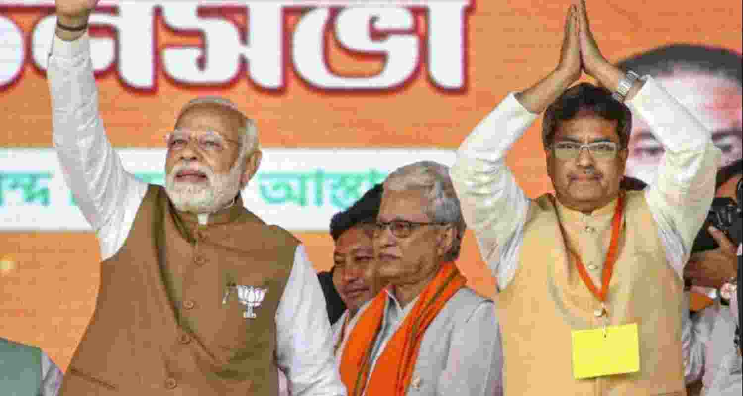Prime Minister Narendra Modi with Tripura Chief Minister Manik Saha. 