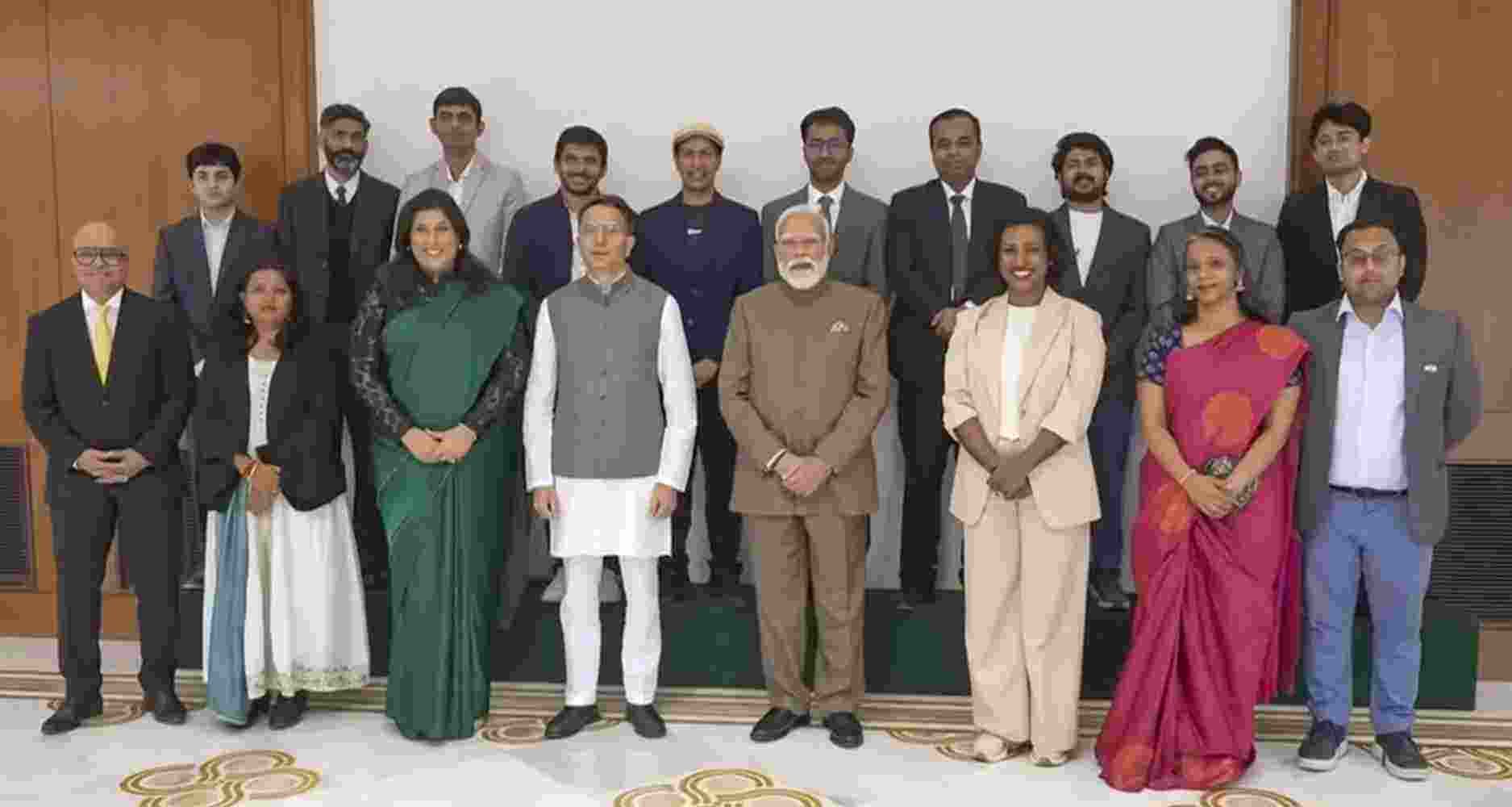 PM Narendra Modi meets AI, deeptech startup CEOs; stresses data governance, UPI model, healthcare, agriculture, space and India-led AI innovation.