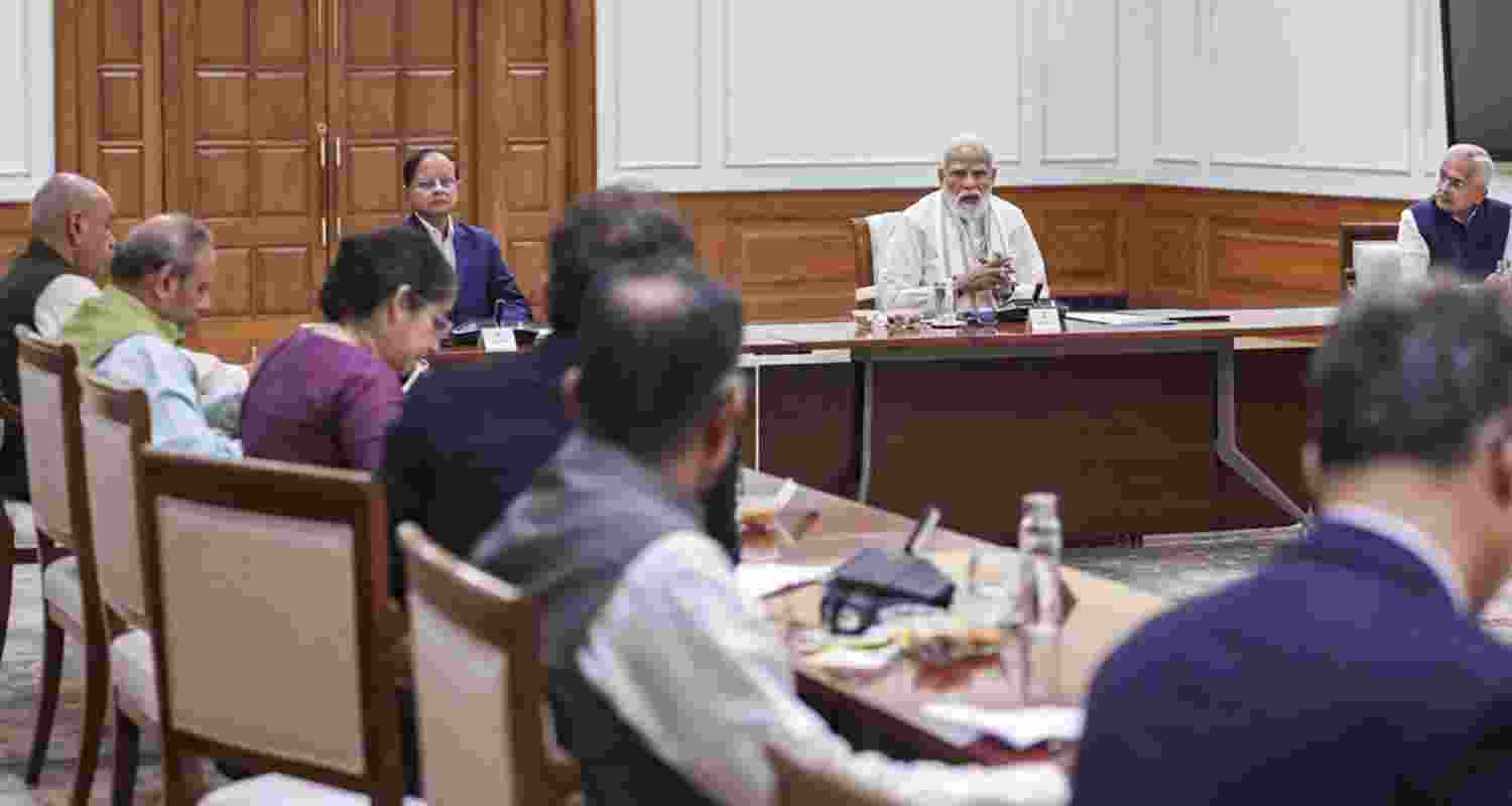 Prime Minister Narendra Modi chairs a meeting with the members of the Economic Advisory Council (EAC) to the prime minister, in New Delhi.