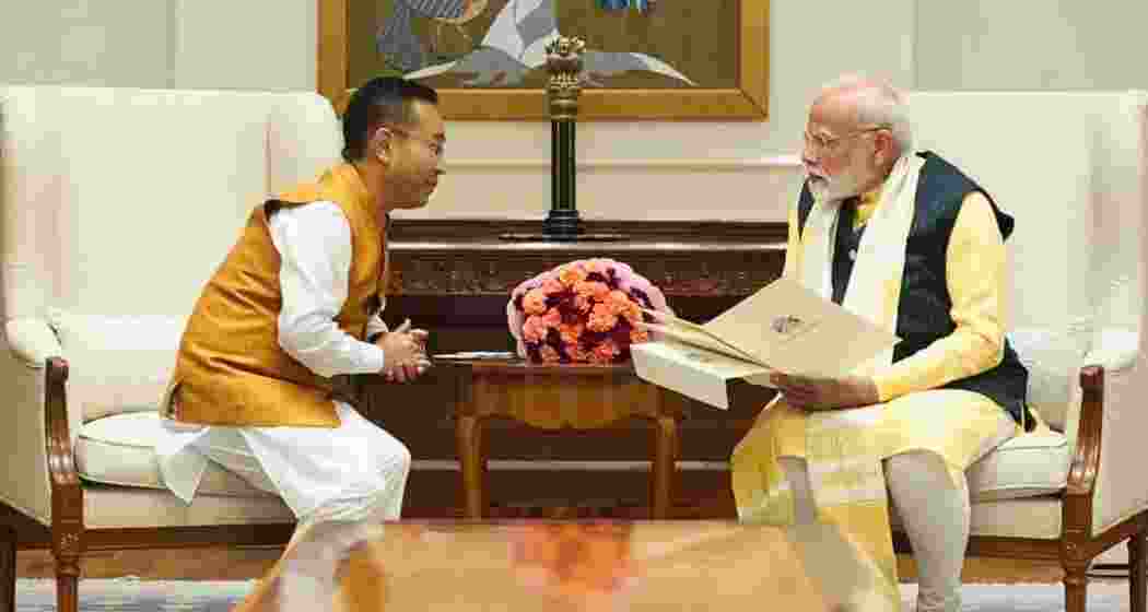 Sikkim Chief Minister Prem Singh Tamang meets Prime Minister Narendra Modi in New Delhi on August 26, 2024, to extend a formal invitation for the 50th Statehood Day celebrations.