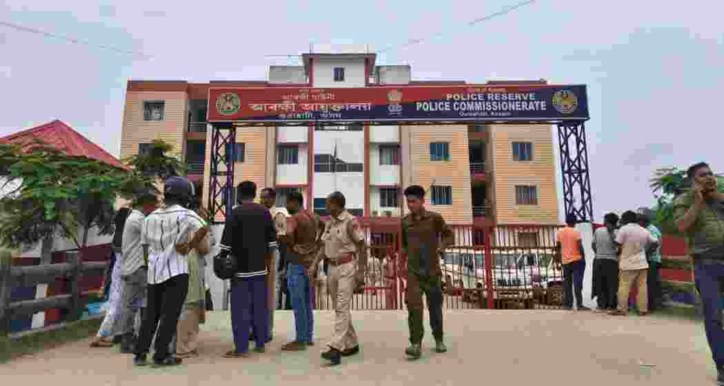Family members outside Rupnagar Police Reserve, where over 50 individuals have been detained in Assam’s verification drive.