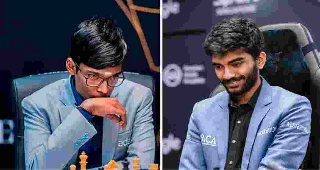 Defending champion R Praggnanandhaa and world champion D Gukesh. (File photo)