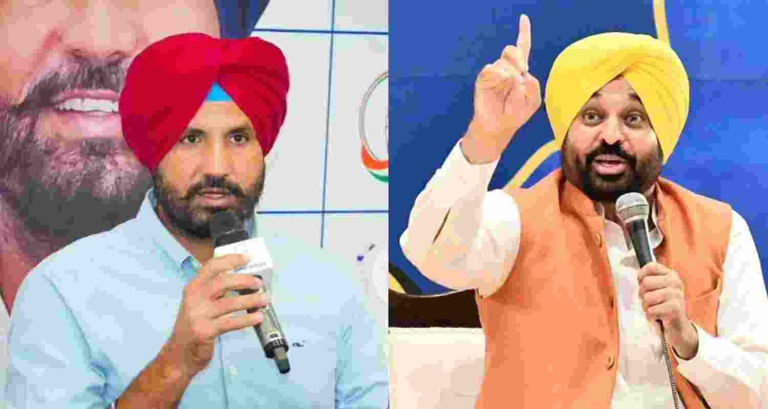 A representative image of Bhagwant Mann (Punjab CM), Amrinder Singh Raja Warring (Punjab Congress chief). 