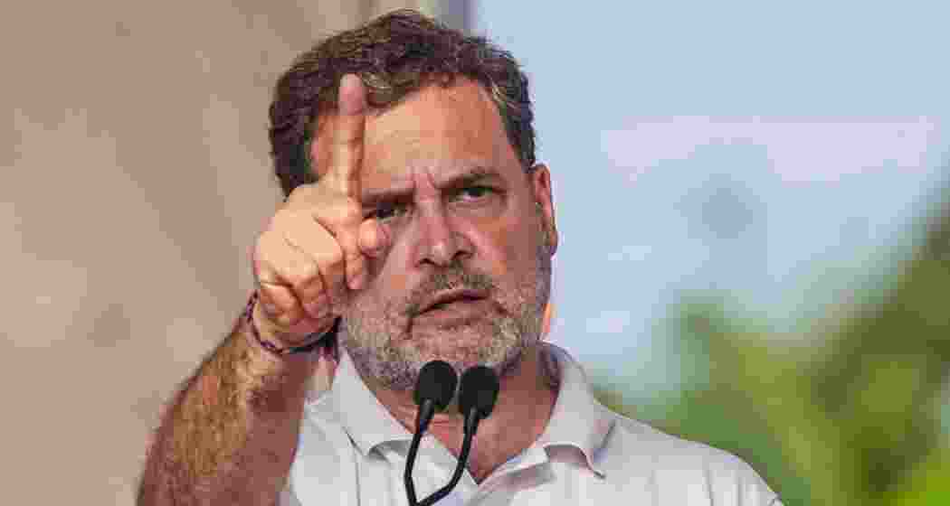Congress leader Rahul Gandhi addresses a public meeting in support of the party's West Bengal President and candidate from Sreerampur constituency Subhankar Sarkar, ahead of the second phase of the state Assembly elections, at Serampore, in Hooghly district, on Saturday.