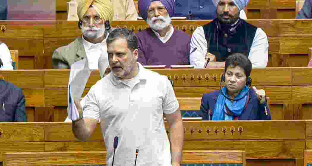 Leader of Opposition Rahul Gandhi speaks during the Union Budget debate in the Lok Sabha on Wednesday.